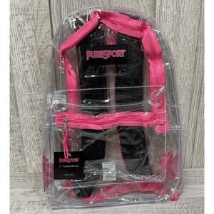 Puresport 17” Clear Backpack TPU Shell Lightweight Pink Adjustable Straps New
